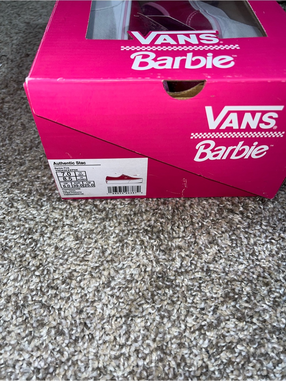 Vans x Barbie Women’s Pink Authentic Stac Hot Pink Metallic Shoes NEW IN BOX! 7 - Picture 2 of 7